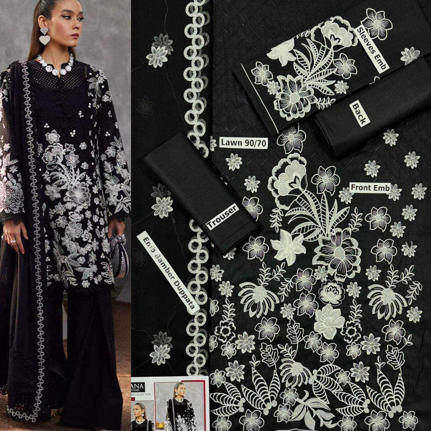 SUMMER-3 PC LAWN EMBROIDERED SHIRT WITH CHIFFON EMBROIDERED DUPPATA SALE-40