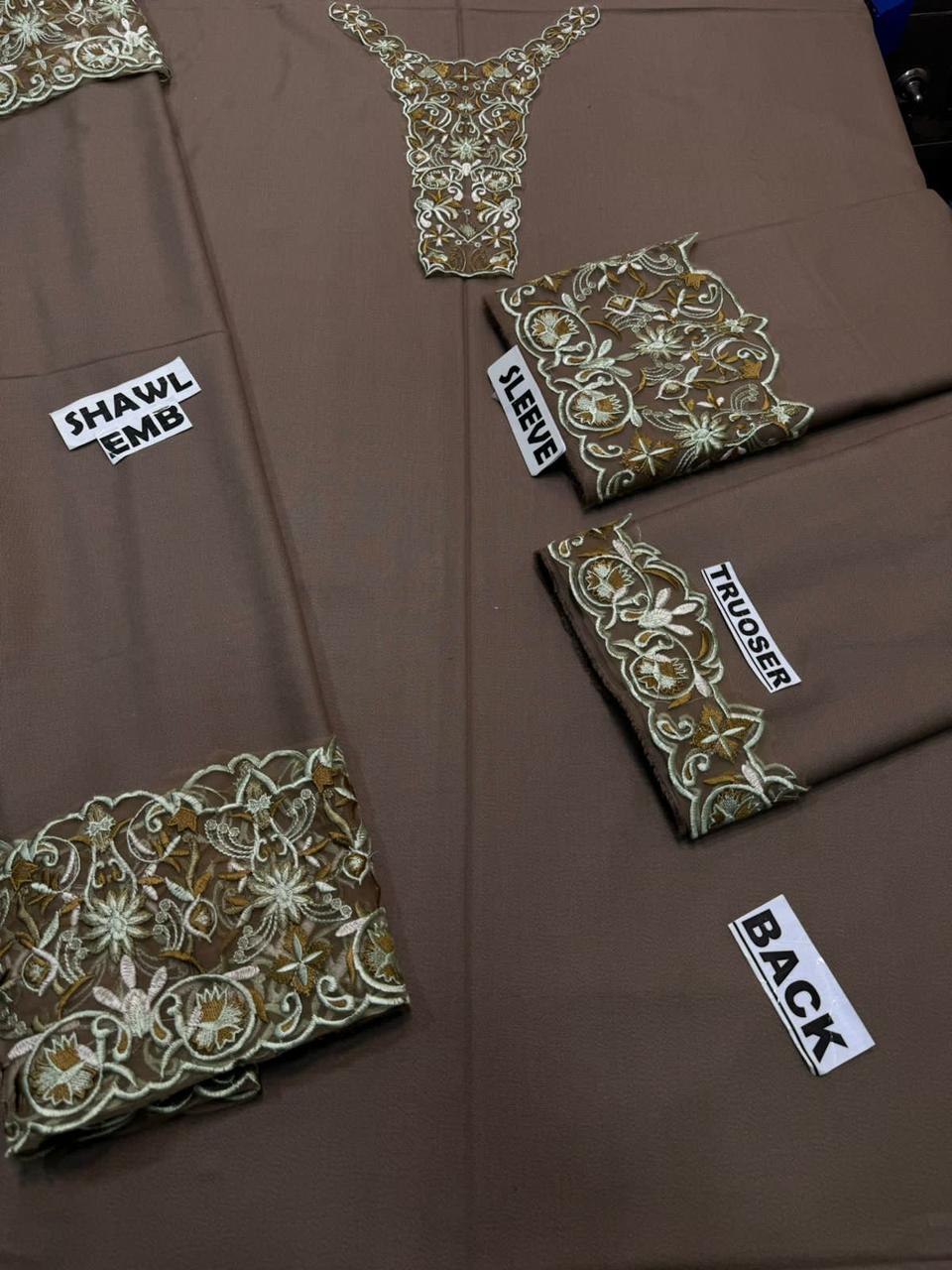 NATASHA KAMAAL -3PC EMBROIDERED DHANAK DRESS WITH EMBROIDERED DHANAK WOOL SHAWL- FW-132