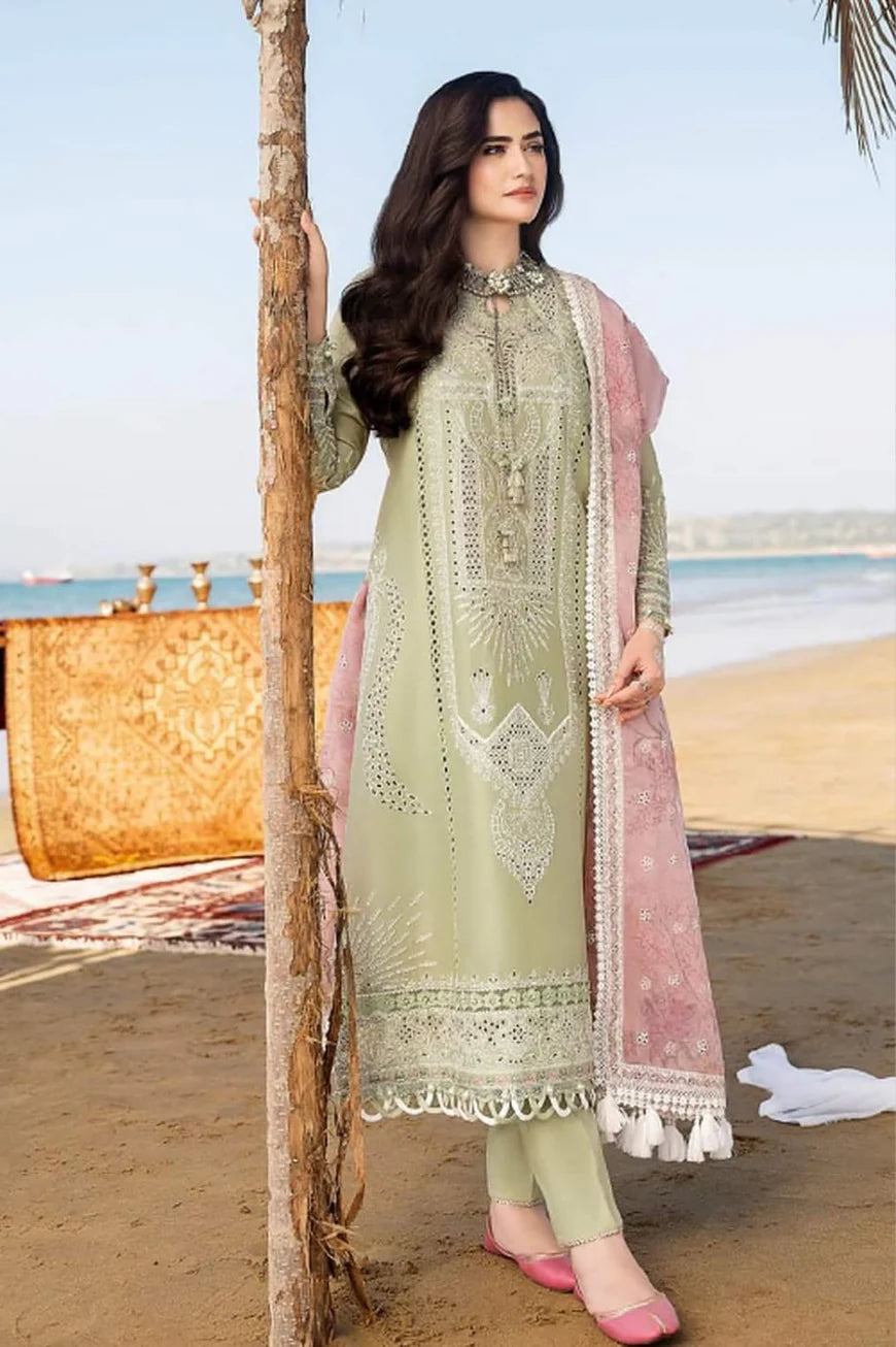SUMMER-3 PC LAWN EMBROIDERED SHIRT WITH CHIFFON EMBROIDERED DUPPATA SALE-36