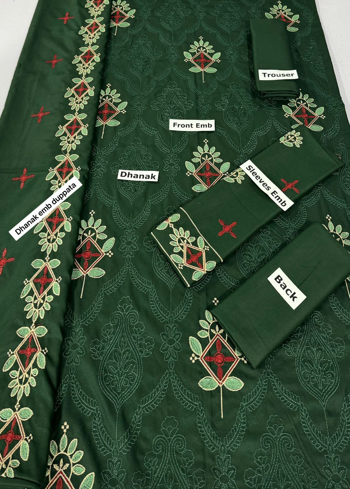 MAHNOOR -3PC EMBROIDERED DHANAK DRESS WITH EMBROIDERED DHANAK WOOL SHAWL- FSW-02