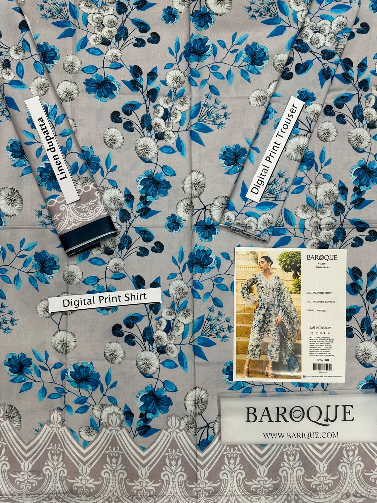 ZAINAB CHOTHANI -3PC PRINTED LINEN DRESS WITH PRINTED LINEN DUPATTA- FW-07