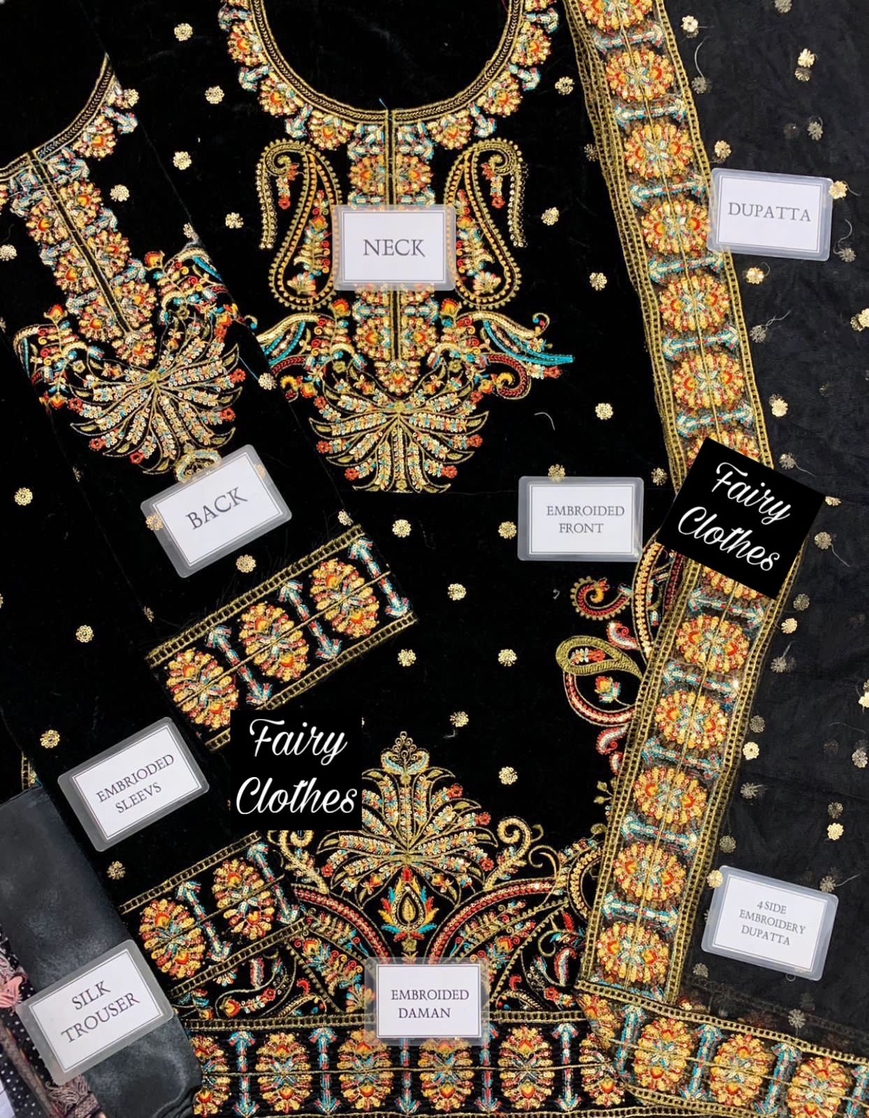 ASIM JOFA -3PC HEAVY FANCY EMBROIDERED FANCY DRESS WITH 4 SIDE HEAVY EMBROIDERED DUPATTA- FPW-82