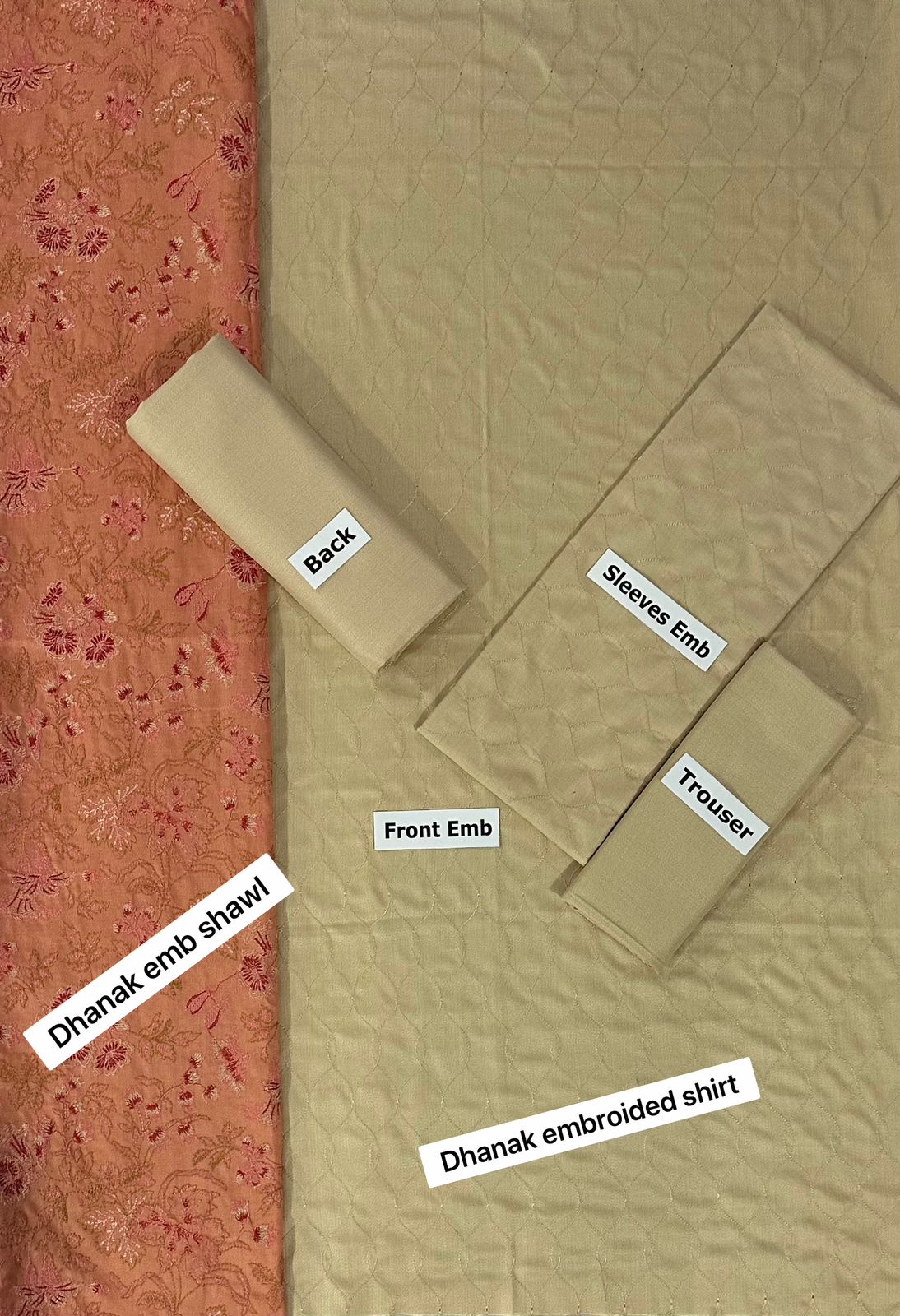 MOTIFZ -3PC EMBROIDED DHANAK DRESS WITH EMBROIDED DHANAK WOOL SHAWL- FCW-02