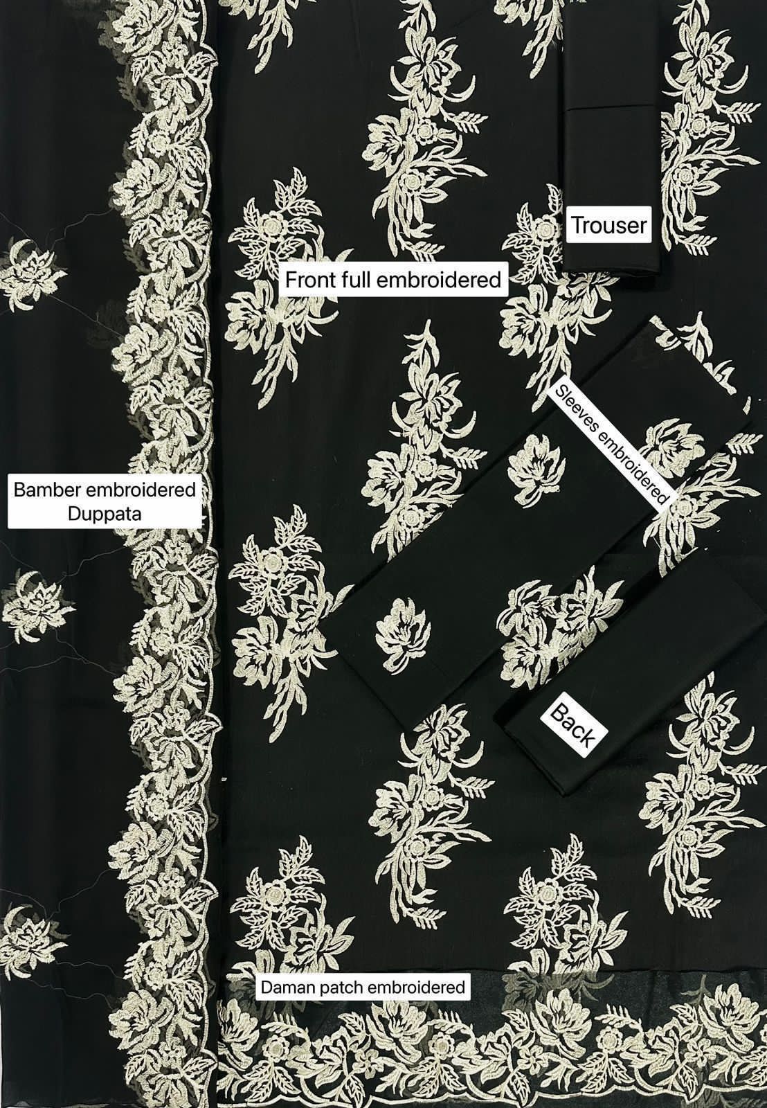 ZAHA -3PC EMBROIDERED LINEN DRESS WITH EMBROIDERED CHIFFON DUPATTA- FW-197