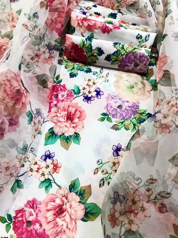 BAROQUE -3PC PRINTED LAWN DRESS WITH SILK DUPATTA- FP-03