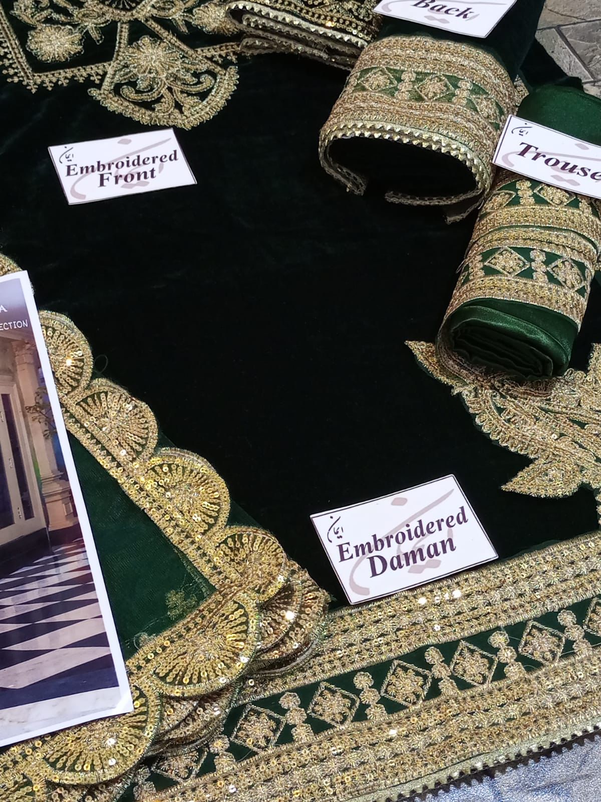 ASIM JOFA -HEAVY EMBROIDED FANCY VELVET DRESS WITH HEAVY EMBROIDED NET DUPATTA- FPW-10