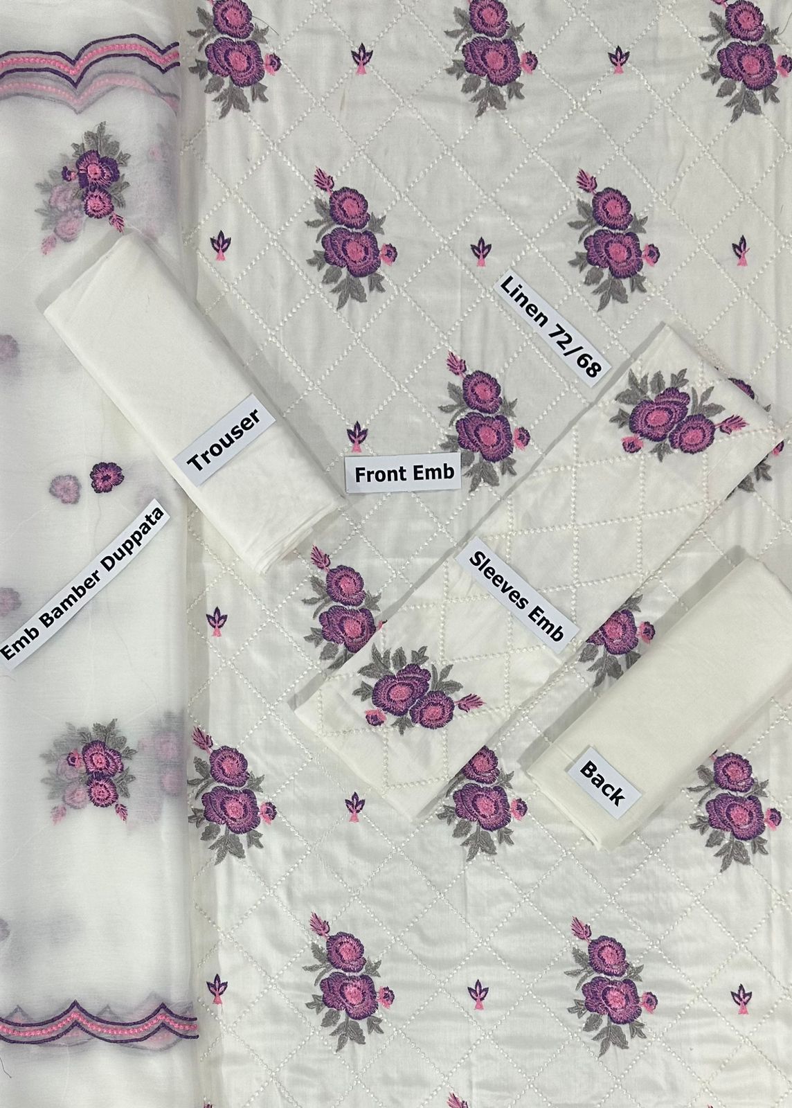 ANSAB JAHANGIR -3PC EMBROIDERED LINEN DRESS WITH EMBROIDERED CHIFFON DUPATTA- FW-21