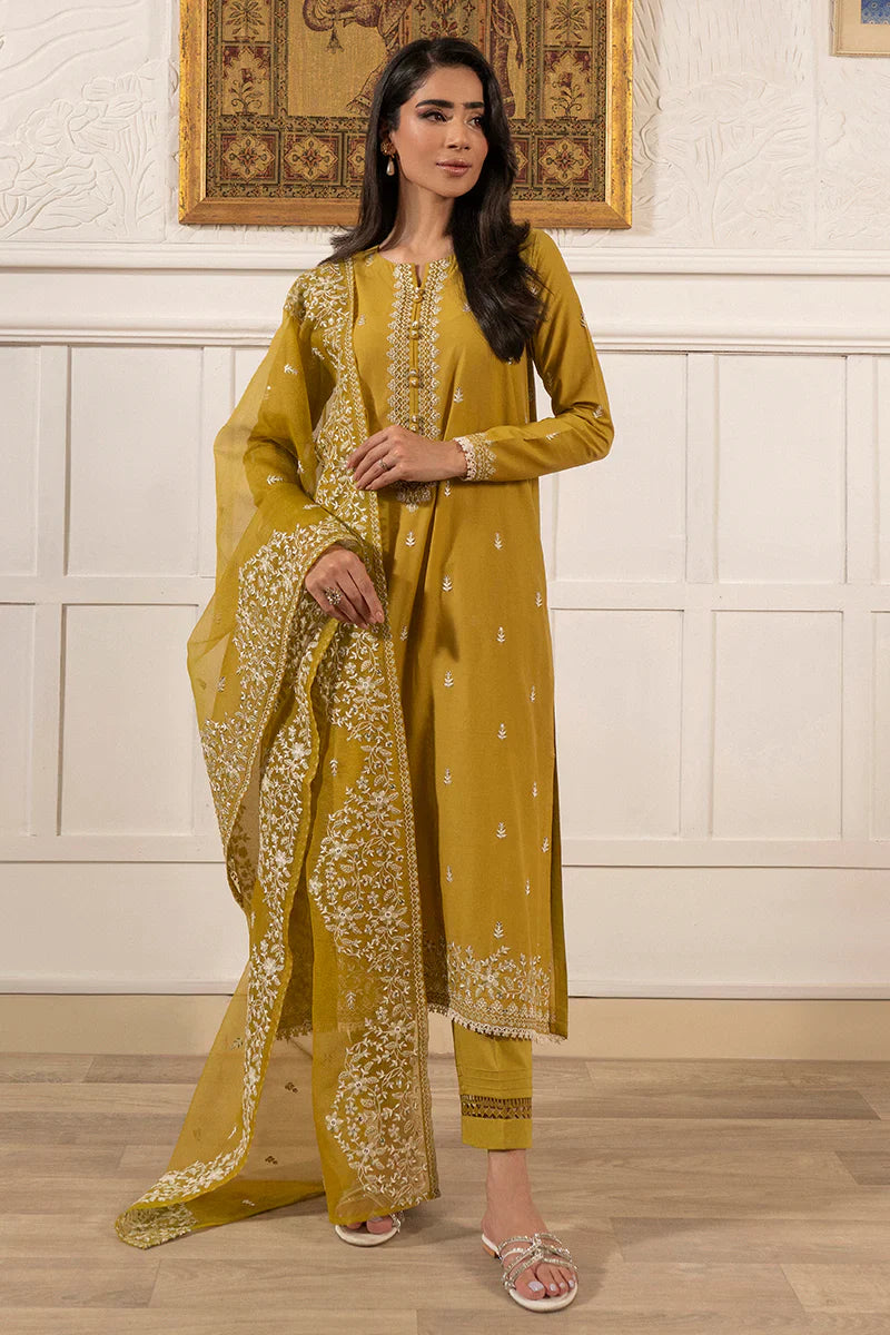 CROSS STITCH -3PC EMBROIDED LAWN DRESS WITH EMBROIDED CHIFFON DUPATTA- EL-35