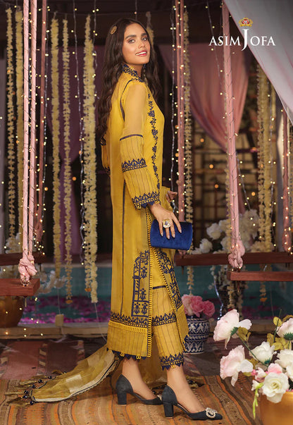 ASIM JOFA -3PC EMBROIDED LAWN DRESS WITH EMBROIDED CHIFFON DUPATTA- EL-09