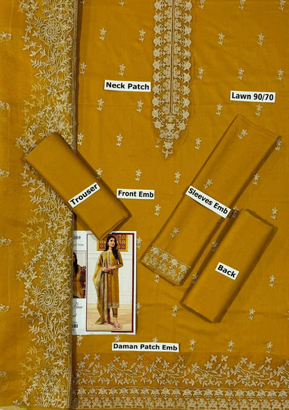 CROSS STITCH -3PC EMBROIDED LAWN DRESS WITH EMBROIDED CHIFFON DUPATTA- EL-35