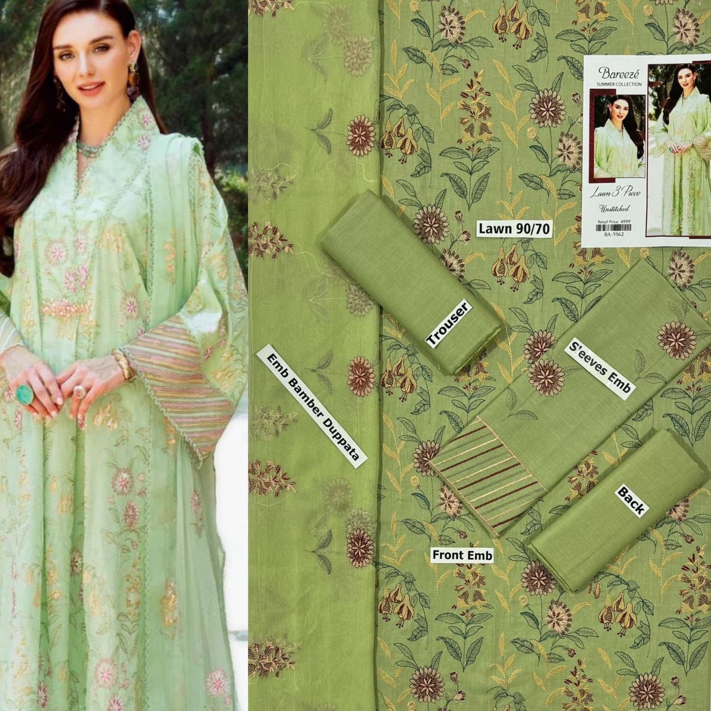 SUMMER-3 PC LAWN EMBROIDERED SHIRT WITH CHIFFON EMBROIDERED DUPPATA SALE-21
