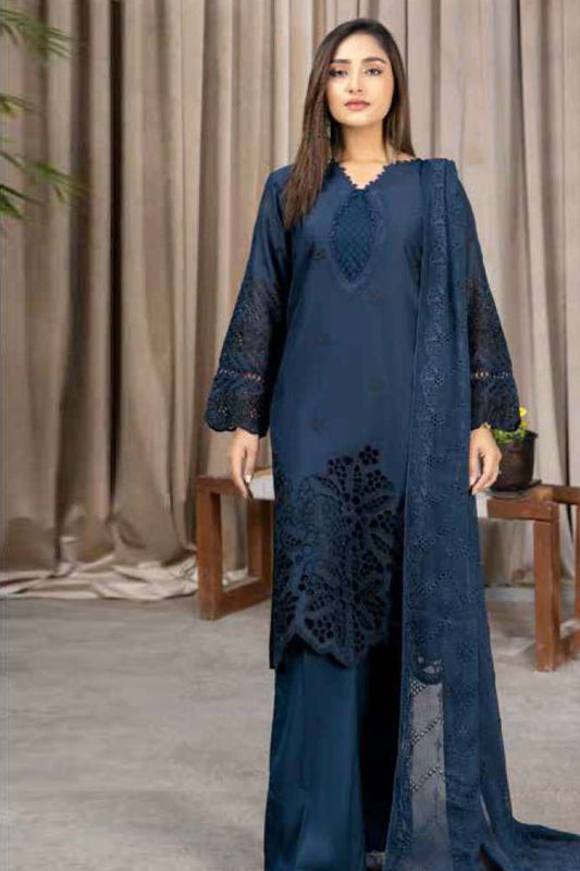SUMMER-3 PC LAWN EMBROIDERED SHIRT WITH CHIFFON EMBROIDERED DUPPATA SALE-37
