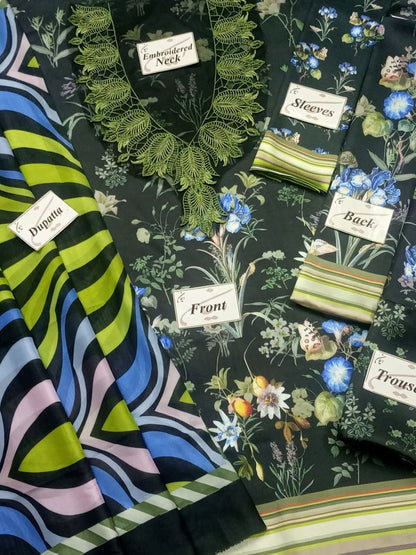 SOBIA NAZIR -3PC EMBROIDERED SILK DRESS WITH SILK DUPATTA- FW-116