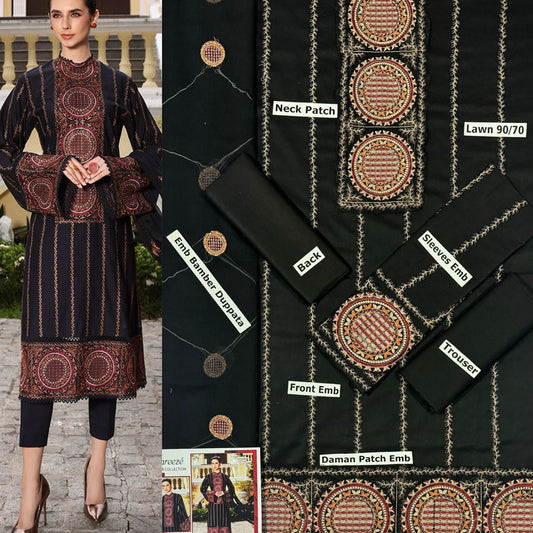 SUMMER-3 PC LAWN EMBROIDERED SHIRT WITH CHIFFON EMBROIDERED DUPPATA SALE-39