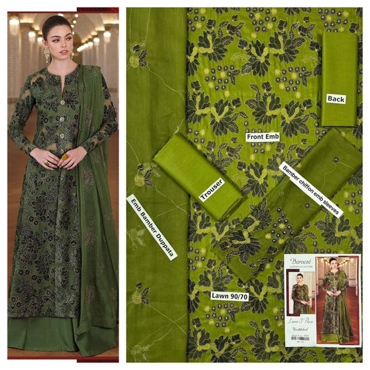 SUMMER-3 PC LAWN EMBROIDERED SHIRT WITH CHIFFON EMBROIDERED DUPPATA SALE-13