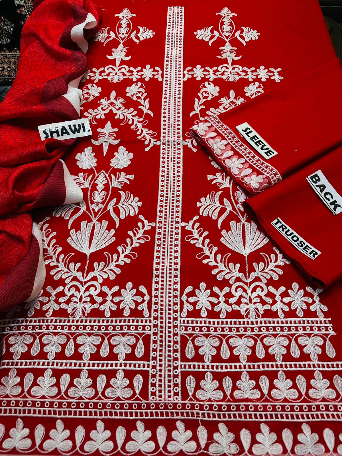 Natasha Kamal -3PC EMBROIDERED DHANAK DRESS WITH DHANAK WOOL SHAWL- FW-122