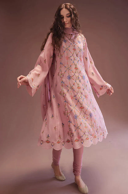 NISA -3PC EMBROIDERED DHANAK DRESS WITH EMBROIDERED DHANAK WOOL SHAWL- FSW-10