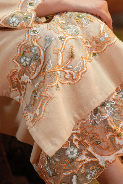 NATASHA KAMAL -3PC EMBROIDERED DHANAK DRESS WITH DHANAK WOOL SHAWL- FW-138