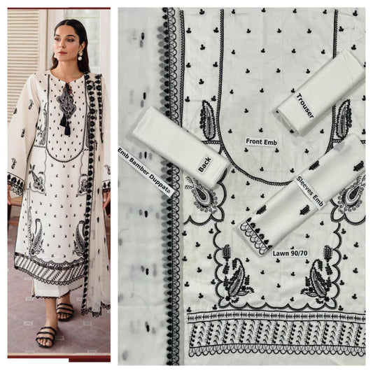 SUMMER-3 PC LAWN EMBROIDERED SHIRT WITH CHIFFON EMBROIDERED DUPPATA SALE-14