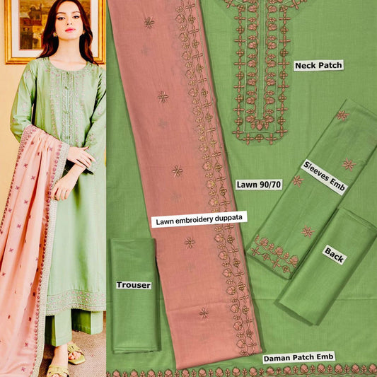 SUMMER-3 PC LAWN EMBROIDERED SHIRT WITH CHIFFON EMBROIDERED DUPPATA SALE-17