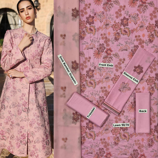 SUMMER-3 PC LAWN EMBROIDERED SHIRT WITH CHIFFON EMBROIDERED DUPPATA SALE-25