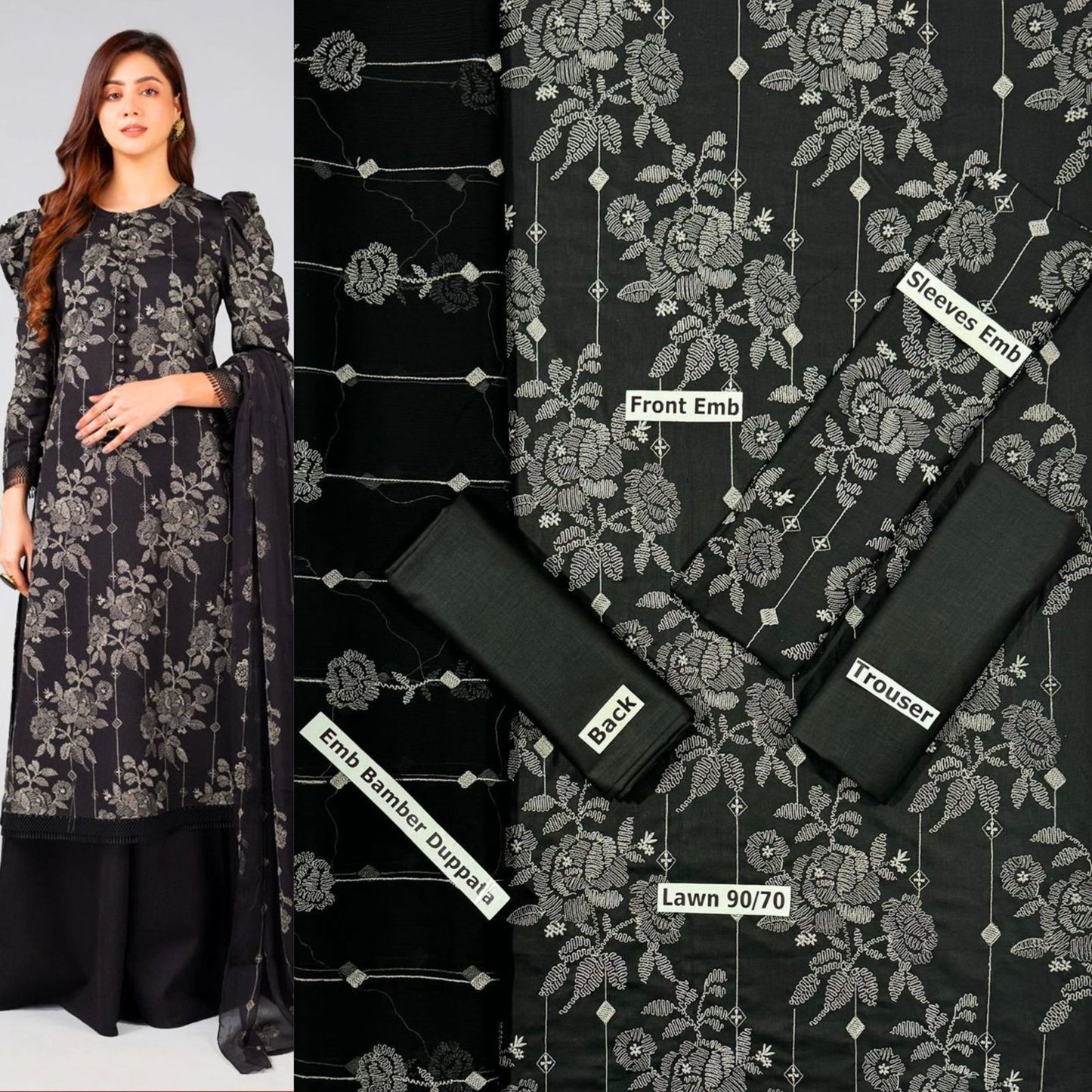 SUMMER-3 PC LAWN EMBROIDERED SHIRT WITH CHIFFON EMBROIDERED DUPPATA SALE-07