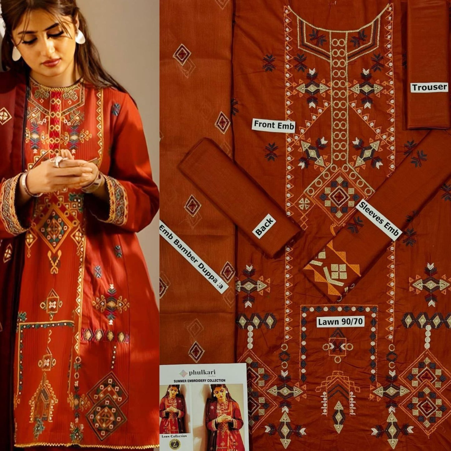 SUMMER-3 PC LAWN EMBROIDERED SHIRT WITH CHIFFON EMBROIDERED DUPPATA SALE-22