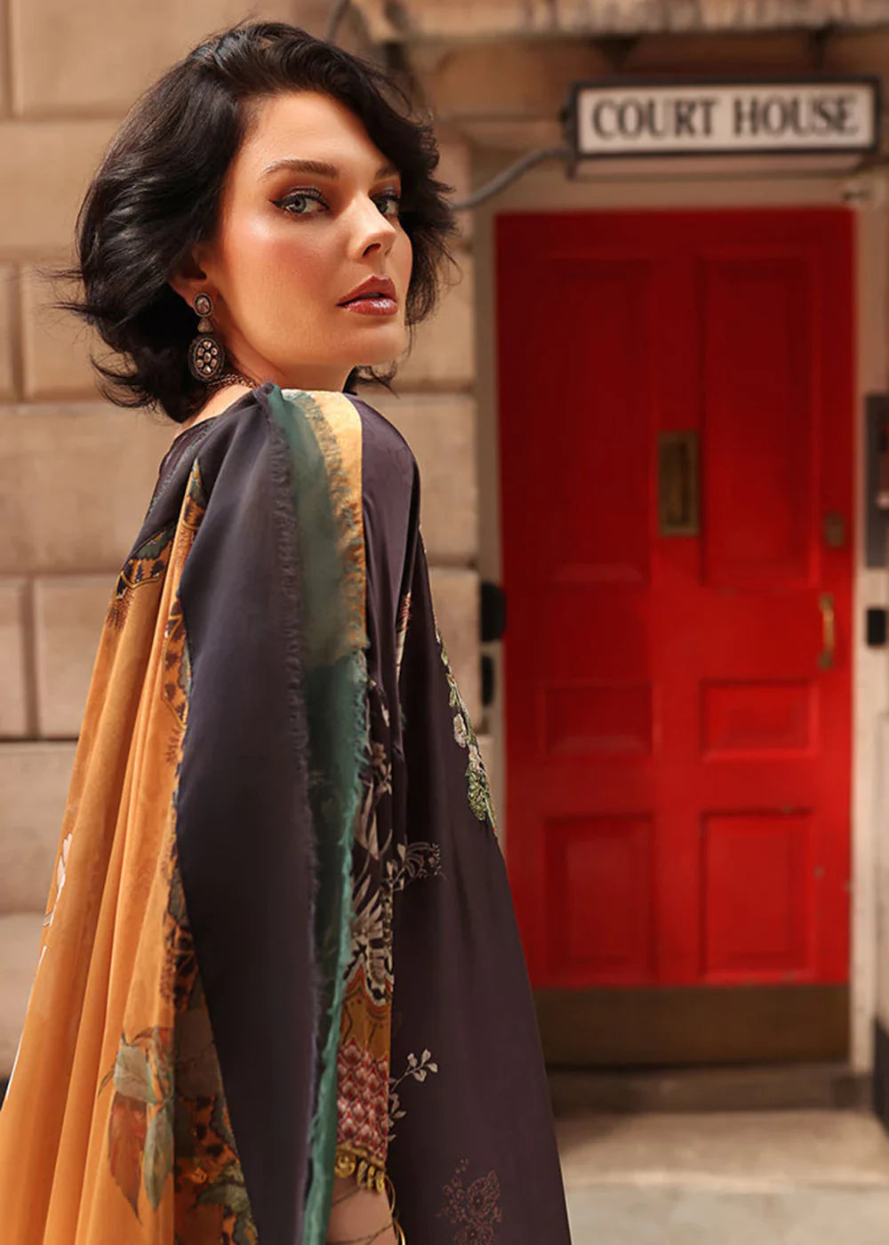 SOBIA NAZIR -3PC EMBROIDERED SILK DRESS WITH SILK DUPATTA- FW-117