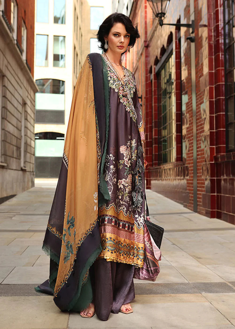 SOBIA NAZIR -3PC EMBROIDERED SILK DRESS WITH SILK DUPATTA- FW-117