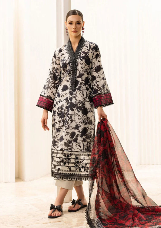 ZAINAB CHOTHANI -3PC EMBROIDERED CAMBRIC DRESS WITH CAMBRIC DUPATTA- FW-80