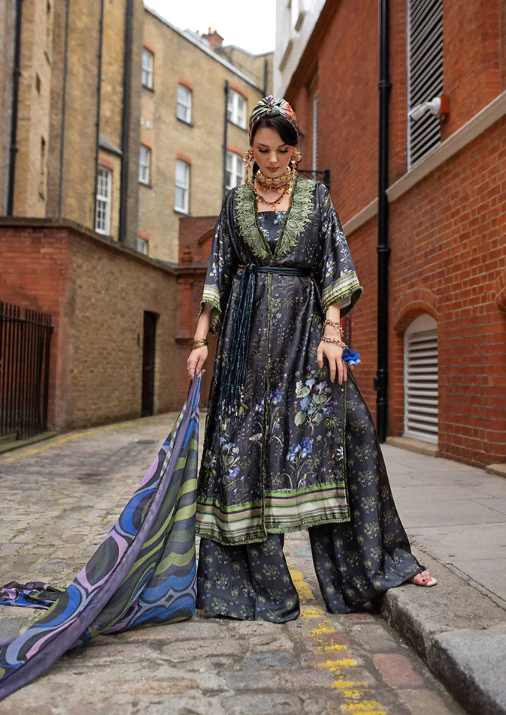 SOBIA NAZIR -3PC EMBROIDERED SILK DRESS WITH SILK DUPATTA- FW-116