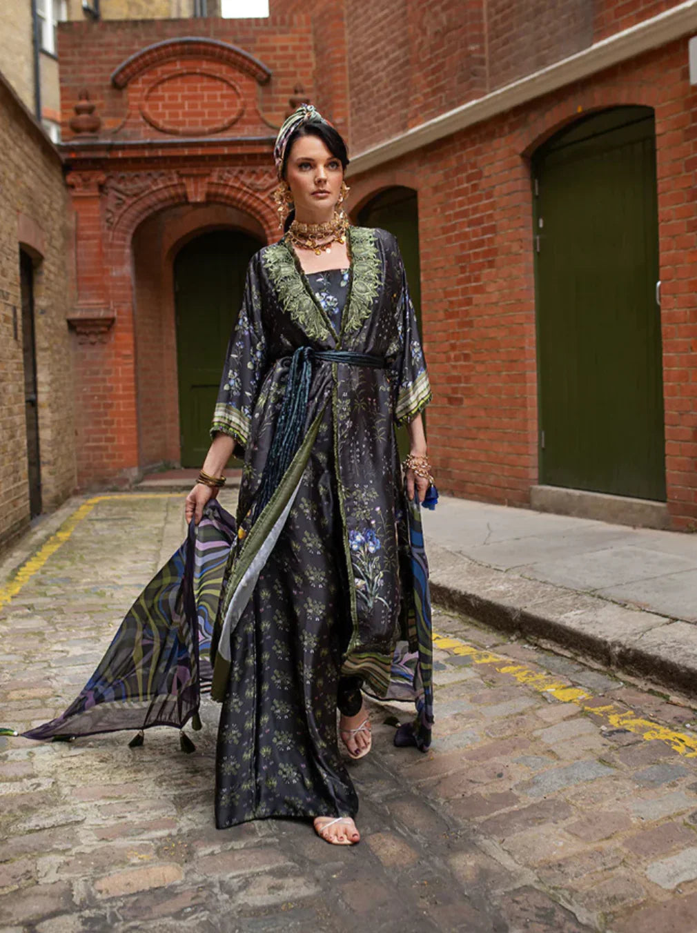SOBIA NAZIR -3PC EMBROIDERED SILK DRESS WITH SILK DUPATTA- FW-116