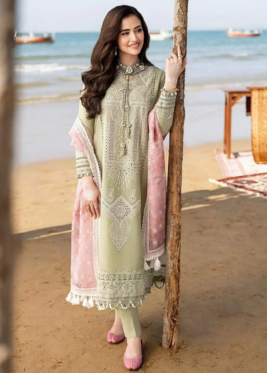 SUMMER-3 PC LAWN EMBROIDERED SHIRT WITH CHIFFON EMBROIDERED DUPPATA SALE-36