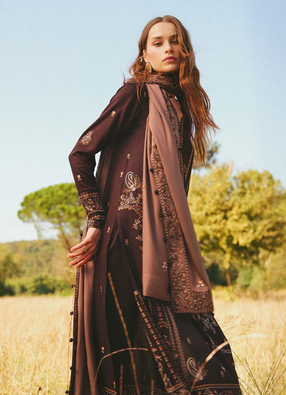 NAOMI -3PC EMBROIDERED DHANAK DRESS WITH 4 SIDE EMBROIDERED DHANAK WOOL SHAWL- FW-131