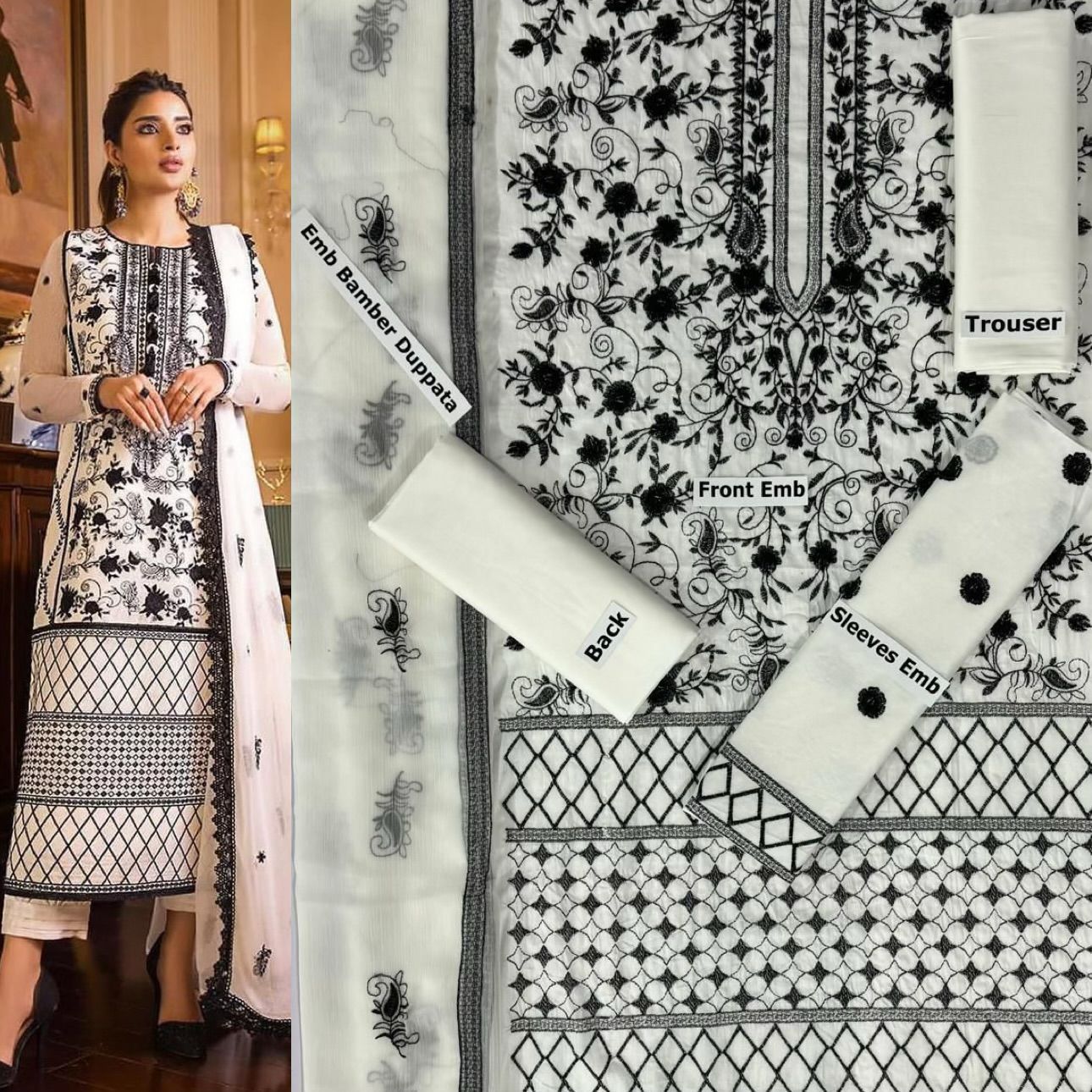 SUMMER-3 PC LAWN EMBROIDERED SHIRT WITH CHIFFON EMBROIDERED DUPPATA SALE-27
