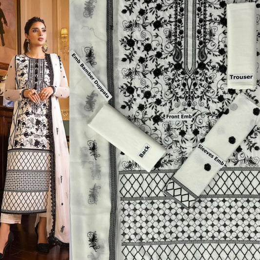 SUMMER-3 PC LAWN EMBROIDERED SHIRT WITH CHIFFON EMBROIDERED DUPPATA SALE-27