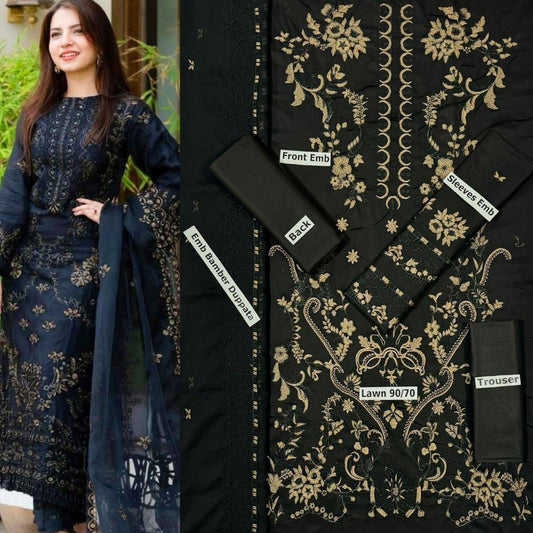 SUMMER-3 PC LAWN EMBROIDERED SHIRT WITH CHIFFON EMBROIDERED DUPPATA SALE-52