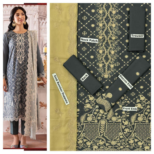 SUMMER-3 PC LAWN EMBROIDERED SHIRT WITH CHIFFON EMBROIDERED DUPPATA SALE-30