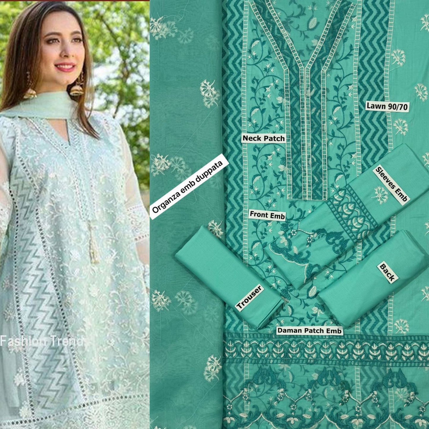 SUMMER-3 PC LAWN EMBROIDERED SHIRT WITH CHIFFON EMBROIDERED DUPPATA SALE-31