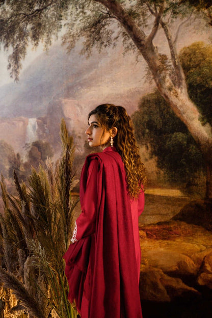 Natasha Kamal -3PC EMBROIDERED DHANAK DRESS WITH DHANAK WOOL SHAWL- FW-122