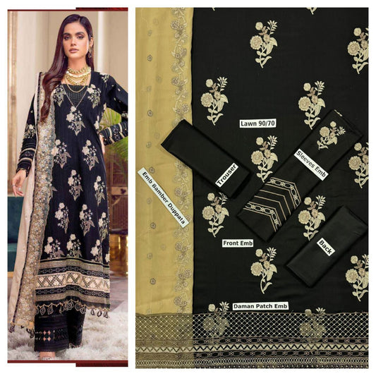 SUMMER-3 PC LAWN EMBROIDERED SHIRT WITH CHIFFON EMBROIDERED DUPPATA SALE-32