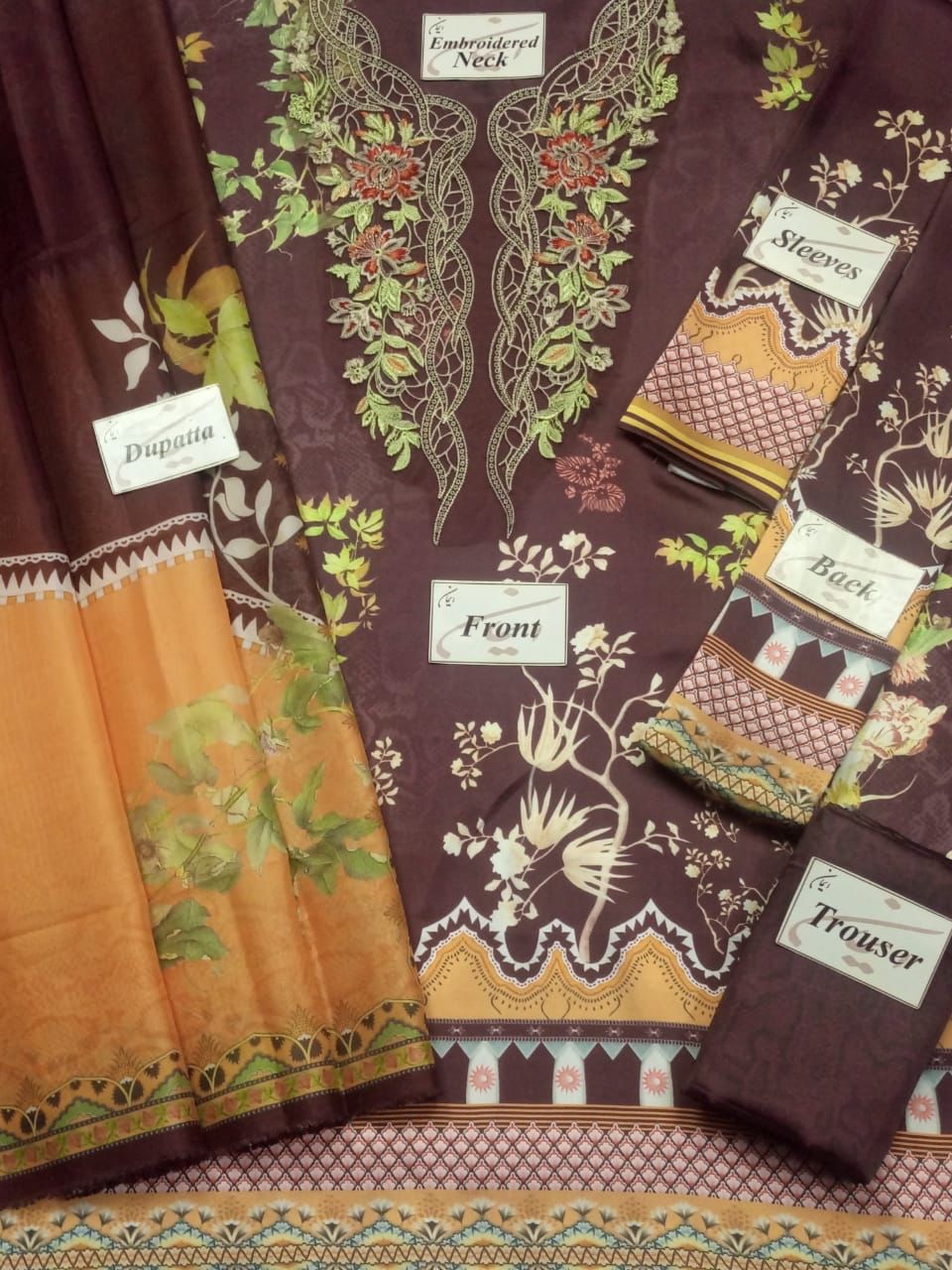 SOBIA NAZIR -3PC EMBROIDERED SILK DRESS WITH SILK DUPATTA- FW-117