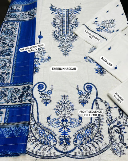 Zoom -45% In stock MARIA.B -3PC EMBROIDERED DHANAK DRESS WITH PASHMINA WOOL SHAWL- FW-52