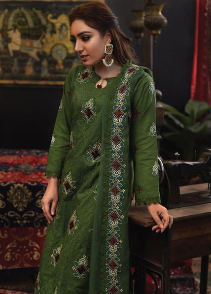 MAHNOOR -3PC EMBROIDERED DHANAK DRESS WITH EMBROIDERED DHANAK WOOL SHAWL- FSW-02