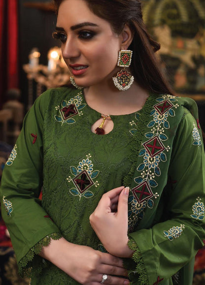 MAHNOOR -3PC EMBROIDERED DHANAK DRESS WITH EMBROIDERED DHANAK WOOL SHAWL- FSW-02