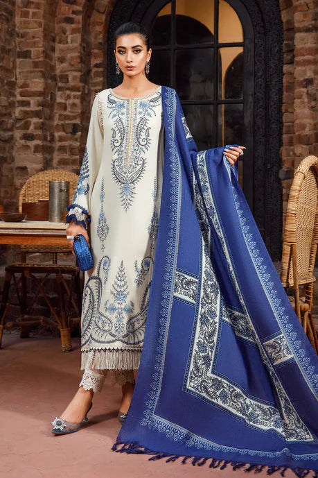 Zoom -45% In stock MARIA.B -3PC EMBROIDERED DHANAK DRESS WITH PASHMINA WOOL SHAWL- FW-52