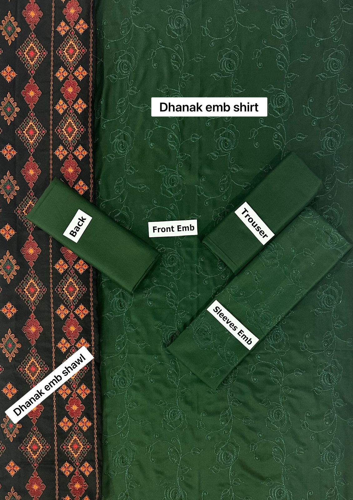 MOTIFZ -EMBROIDED DHANAK DRESS WITH EMBROIDED DHANAK WOOL SHAWL- FCW-01