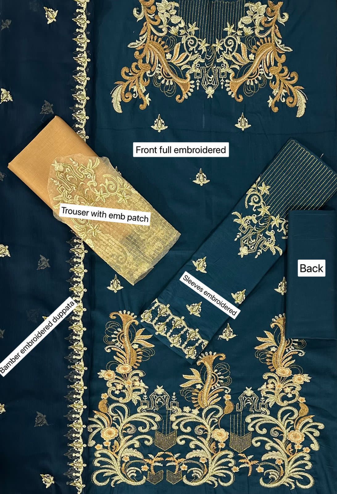 MARYUM & MARIA -3PC EMBROIDERED LINEN DRESS WITH EMBROIDERED CHIFFON DUPATTA- FW-23