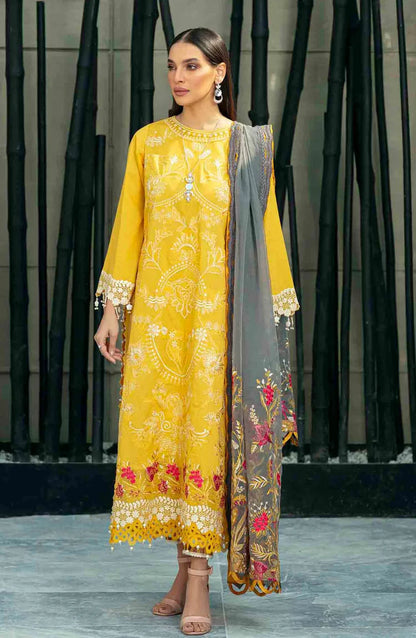 RAAYA -3PC EMBROIDED DHANAK DRESS WITH EMBROIDED DHANAK WOOL SHAWL- FCW-04