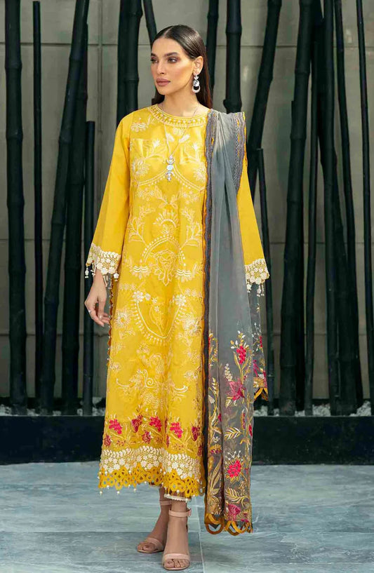 RAAYA -3PC EMBROIDED DHANAK DRESS WITH EMBROIDED DHANAK WOOL SHAWL- FCW-04